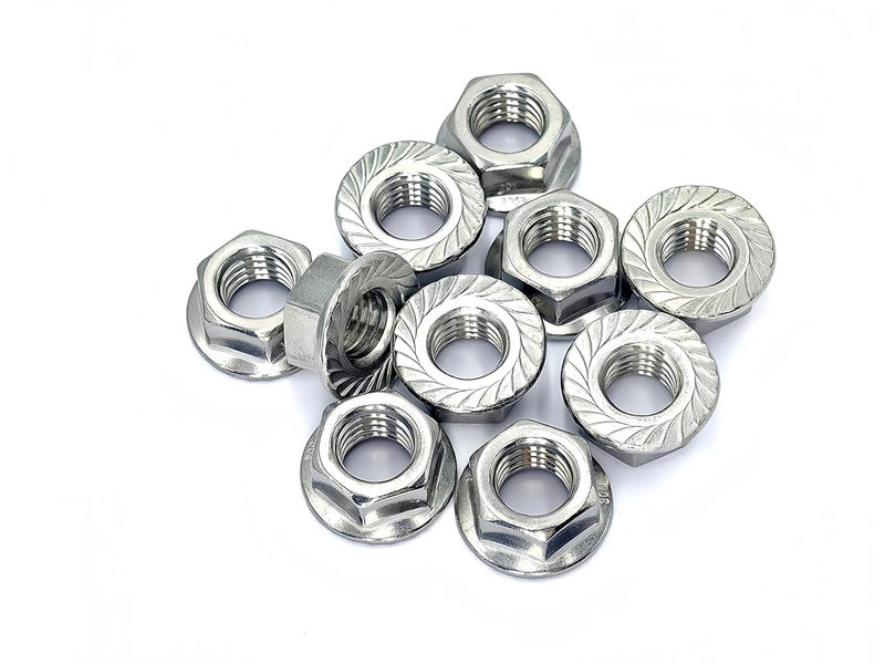 heyday 1/2-13 Serrated Flange Hex Lock Nuts 10 Pcs 304 Stainless Steel 18-8, Full Thread, Hex Drive, Bright Finish - Image 4